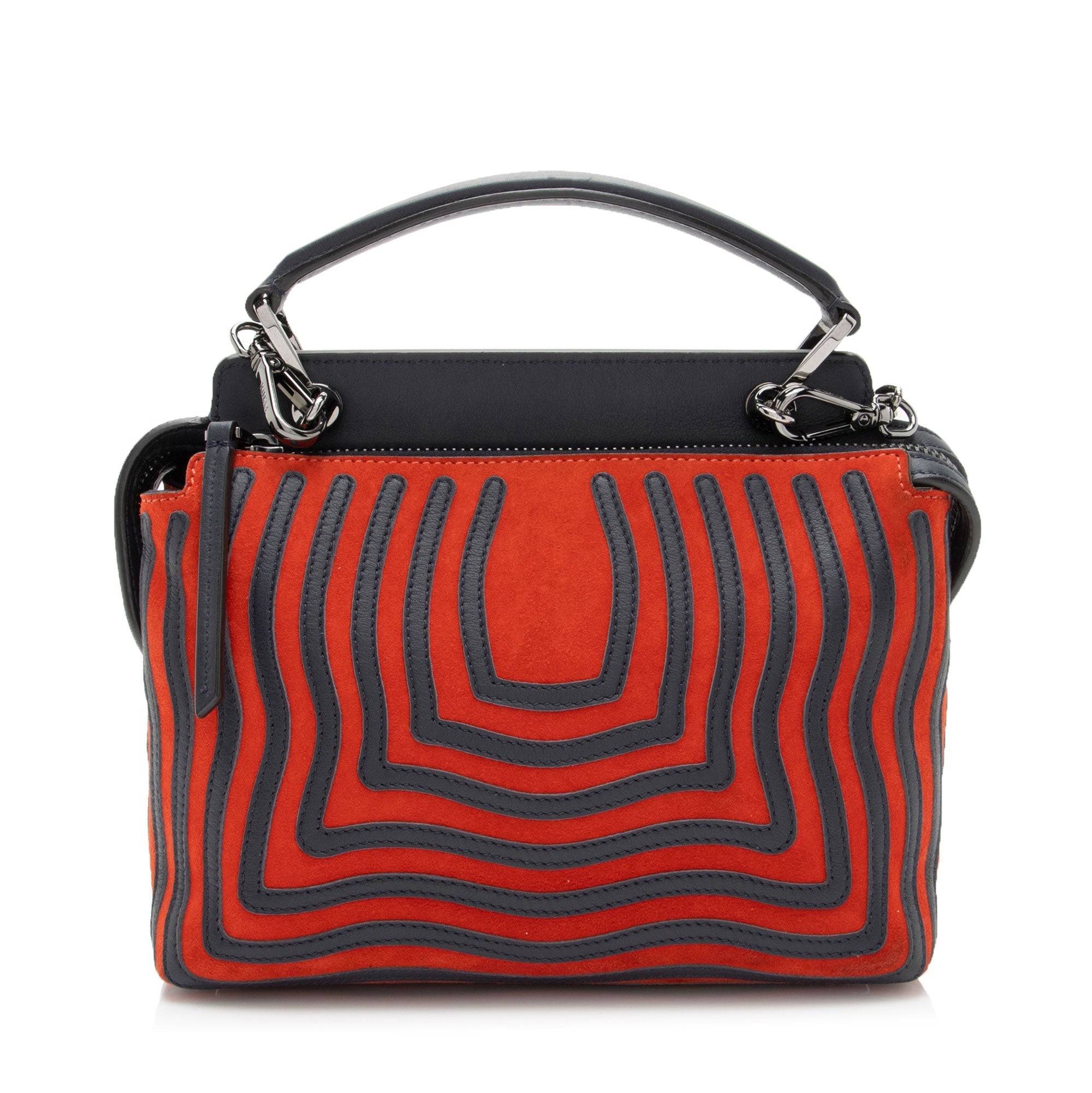 Fendi Quilted Leather Two Tone Dotcom Small Top Handle (SHF-Oq57lo)