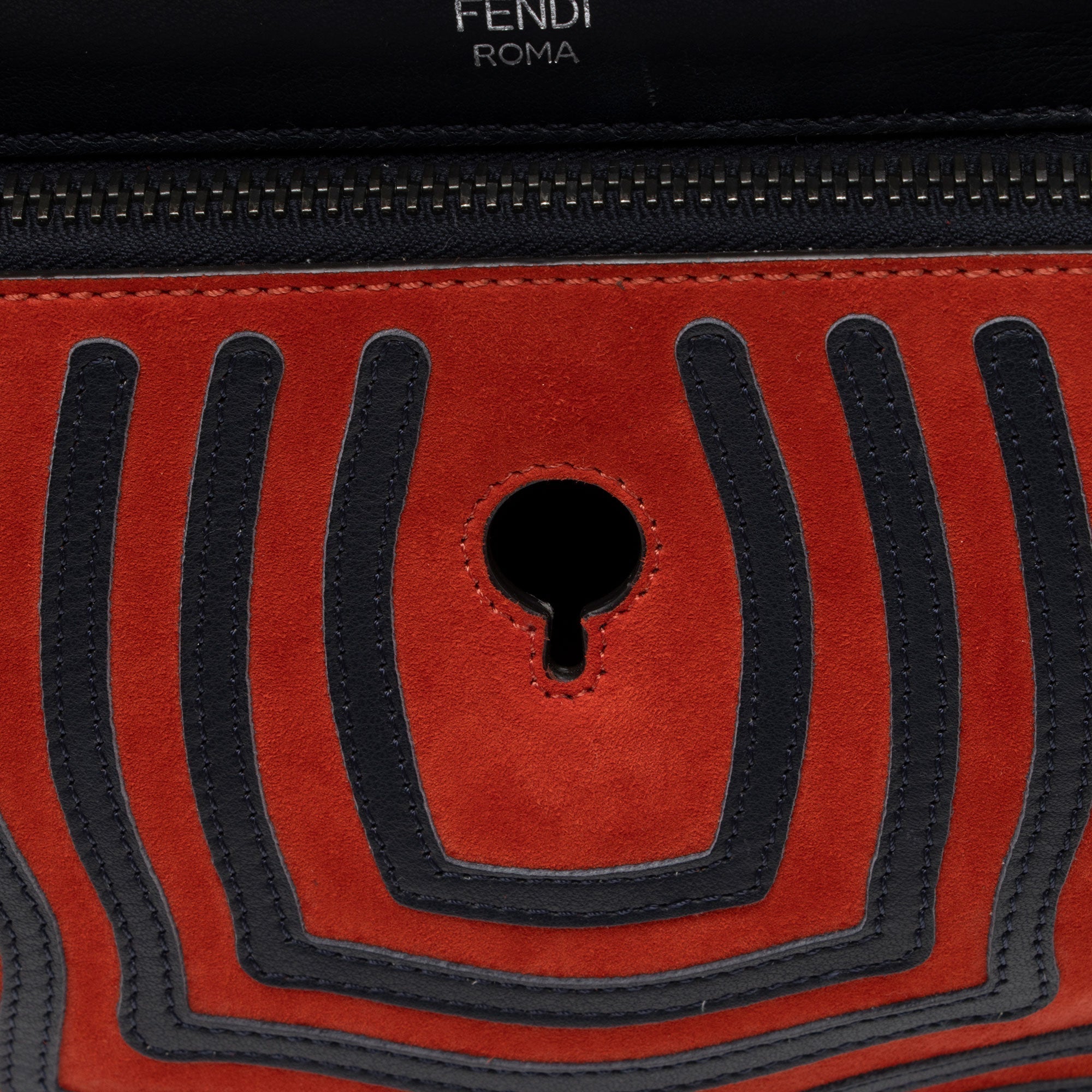 Fendi Quilted Leather Two Tone Dotcom Small Top Handle (SHF-Oq57lo)