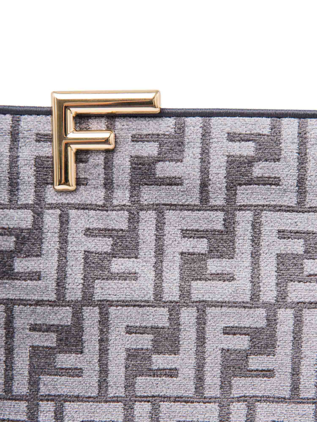 Fendi Unisex Zucca Zippered Large Clutch Grey Gold