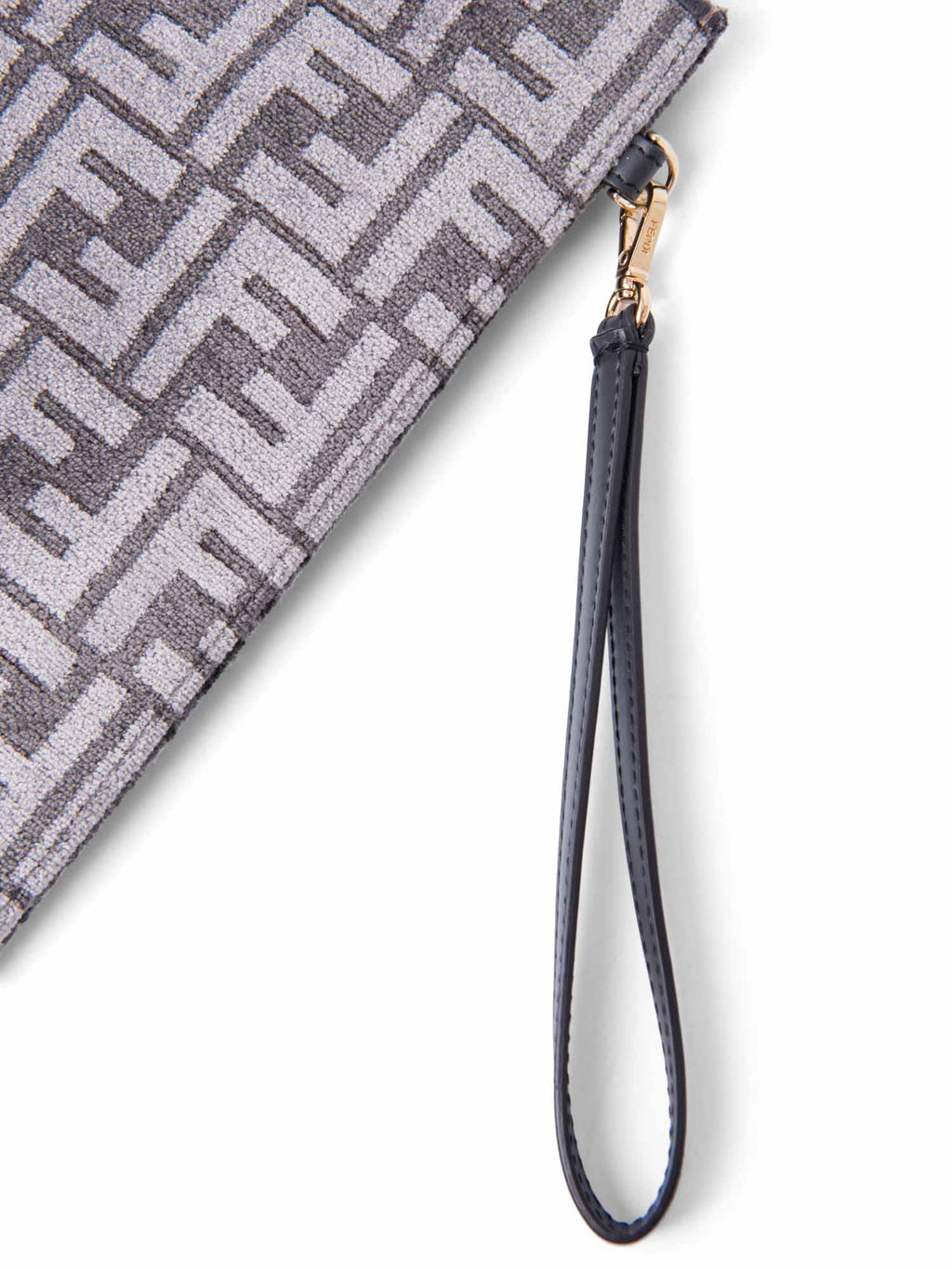 Fendi Unisex Zucca Zippered Large Clutch Grey Gold