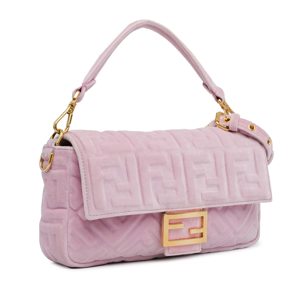 Fendi Velvet Zucca Embossed Baguette Satchel (SHG-eV17vo)