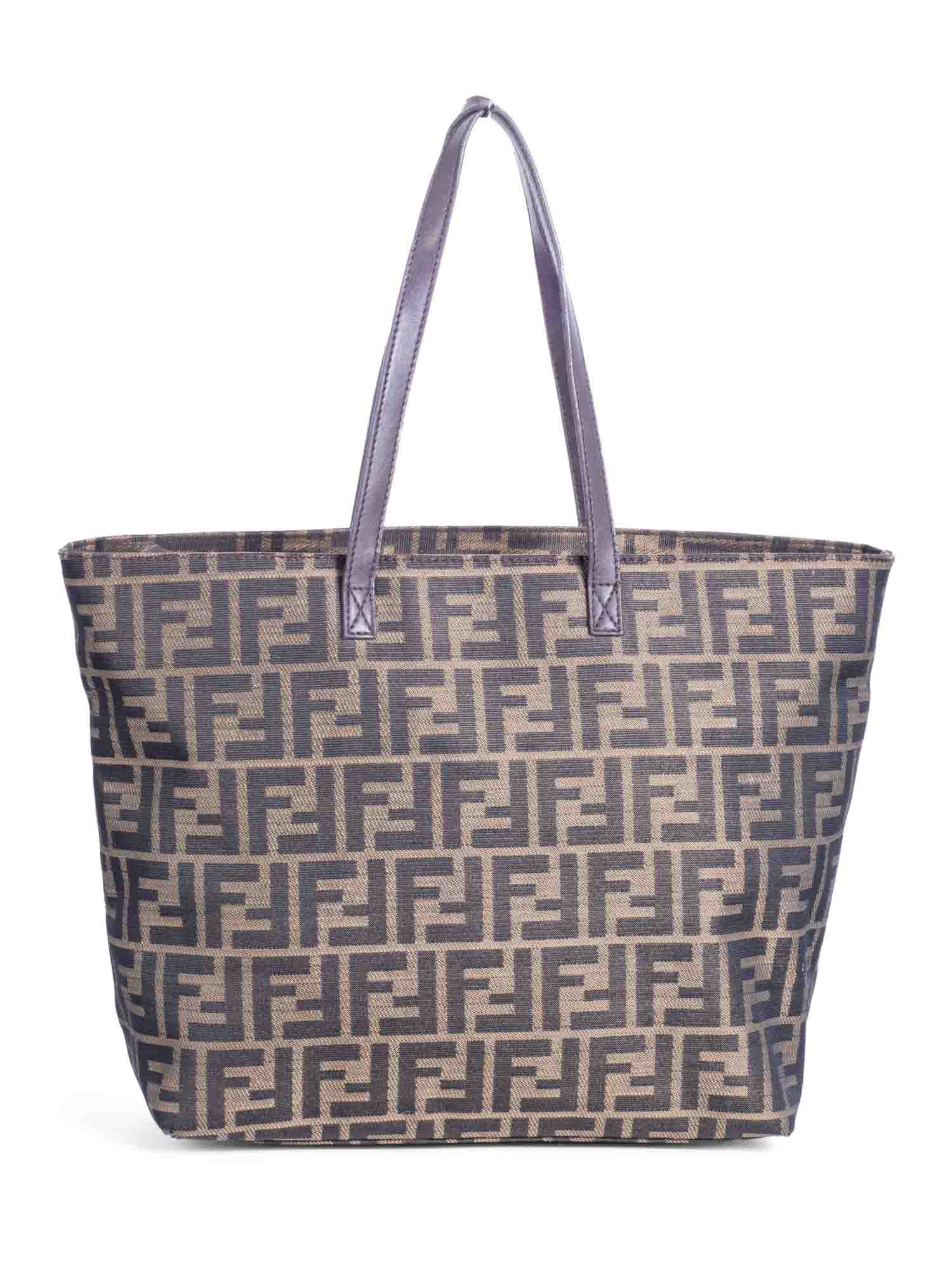 Fendi Vintage FF Logo Zucca Canvas Tote Bag Brown