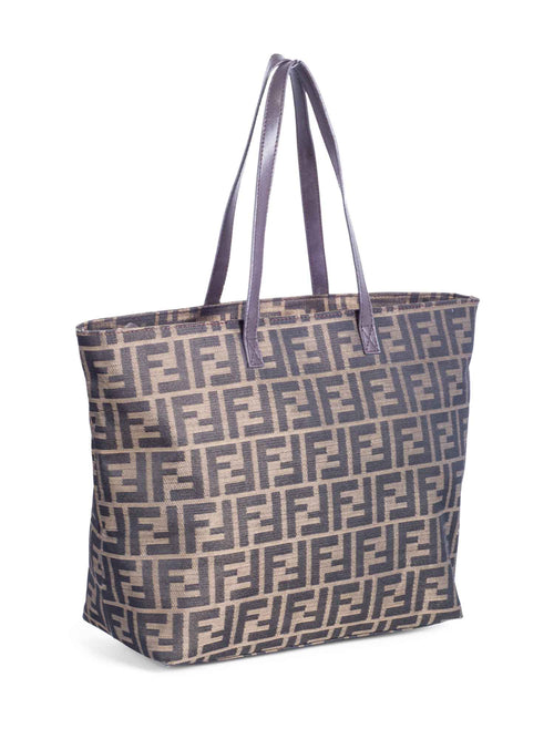 Fendi Vintage FF Logo Zucca Canvas Tote Bag Brown