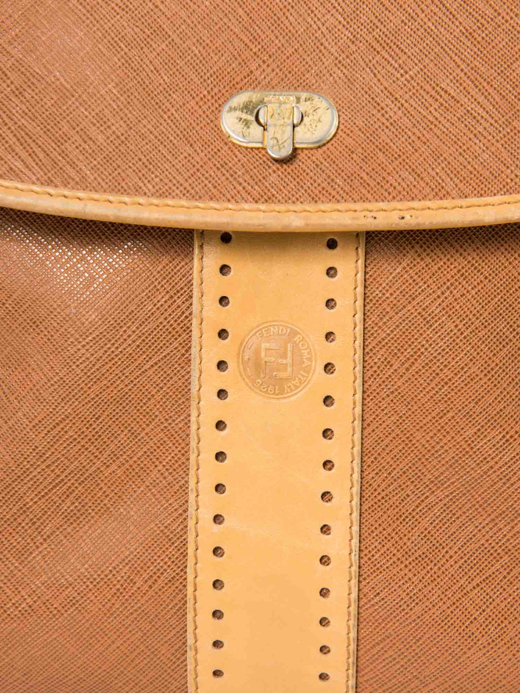 Fendi Vintage Logo Top Handle Messenger Bag Brown