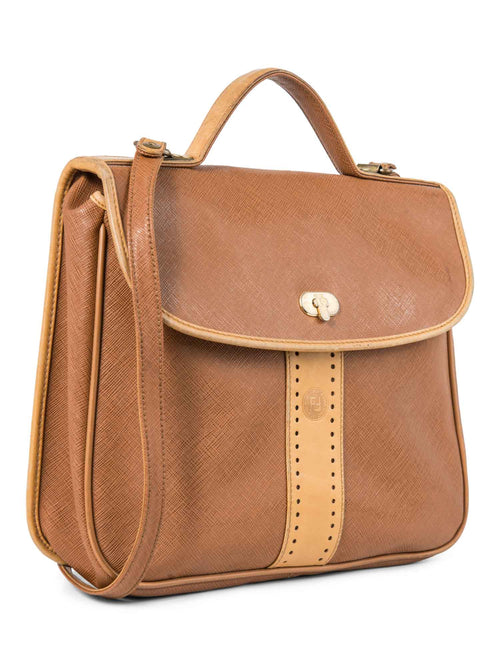 Fendi Vintage Logo Top Handle Messenger Bag Brown