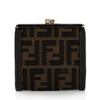 Fendi Vintage Zucca Kiss Lock French Wallet (SHF-J1Q6xA)