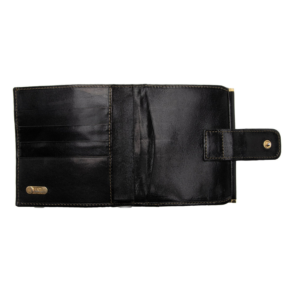 Fendi Vintage Zucca Kiss Lock French Wallet (SHF-J1Q6xA)