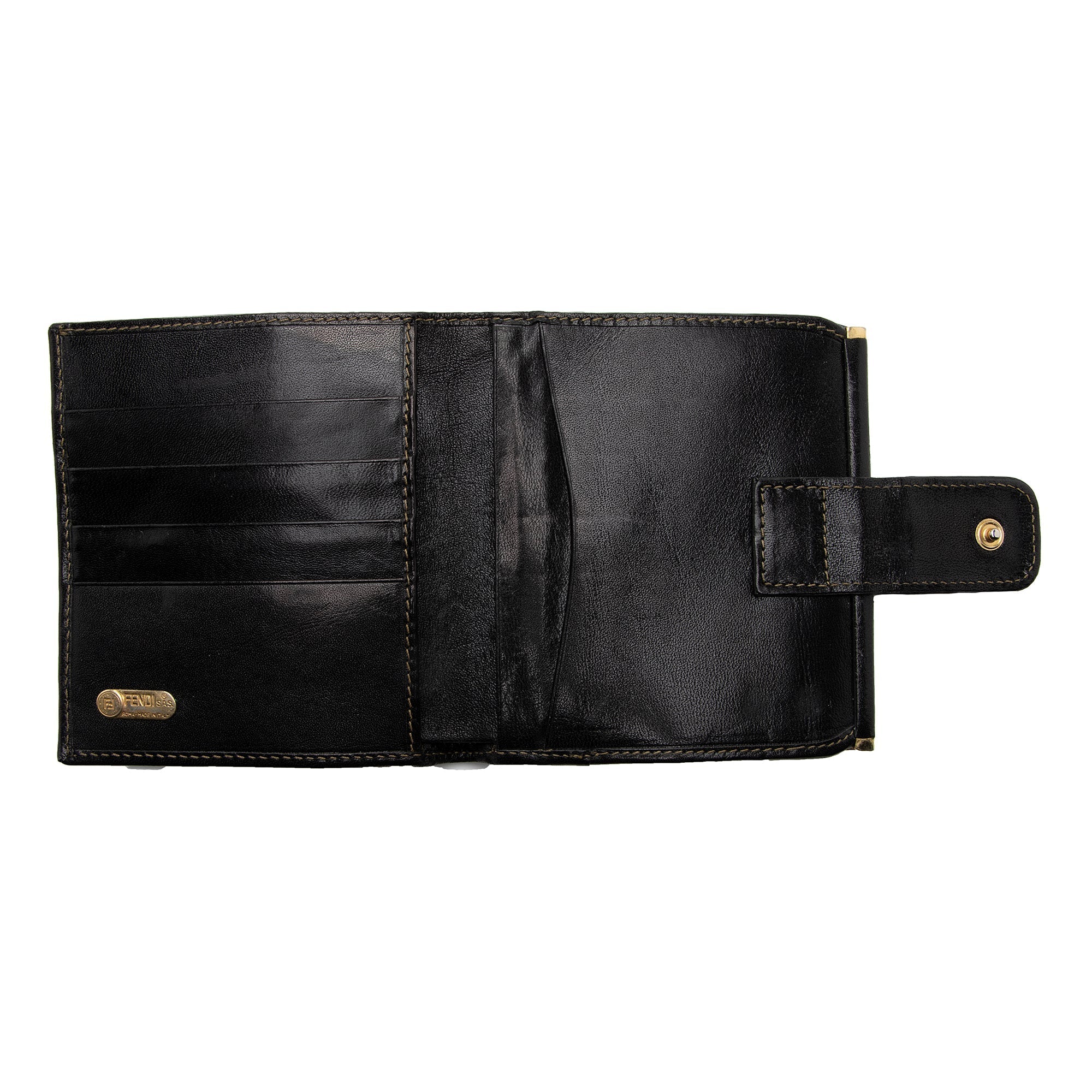 Fendi Vintage Zucca Kiss Lock French Wallet (SHF-J1Q6xA)