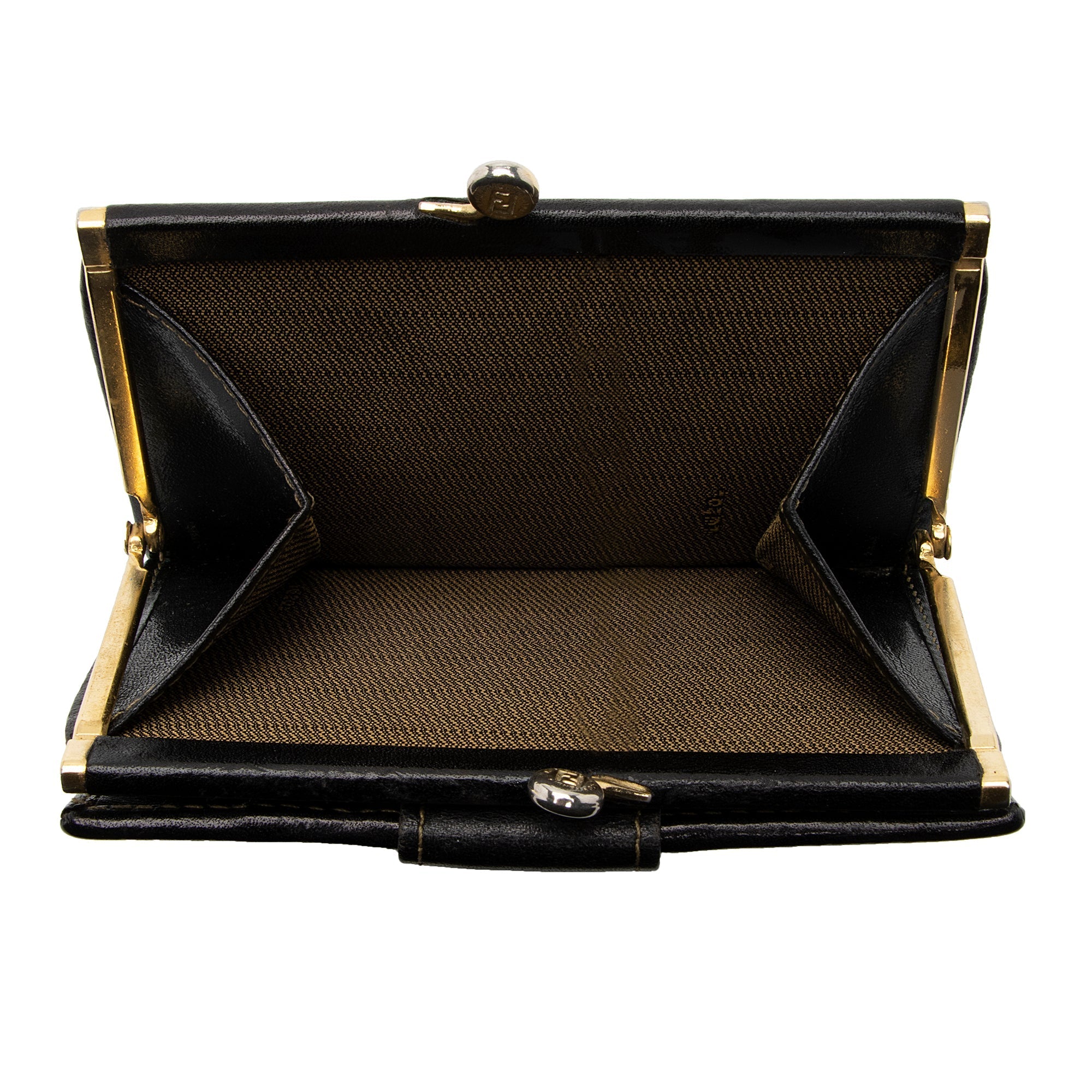 Fendi Vintage Zucca Kiss Lock French Wallet (SHF-J1Q6xA)