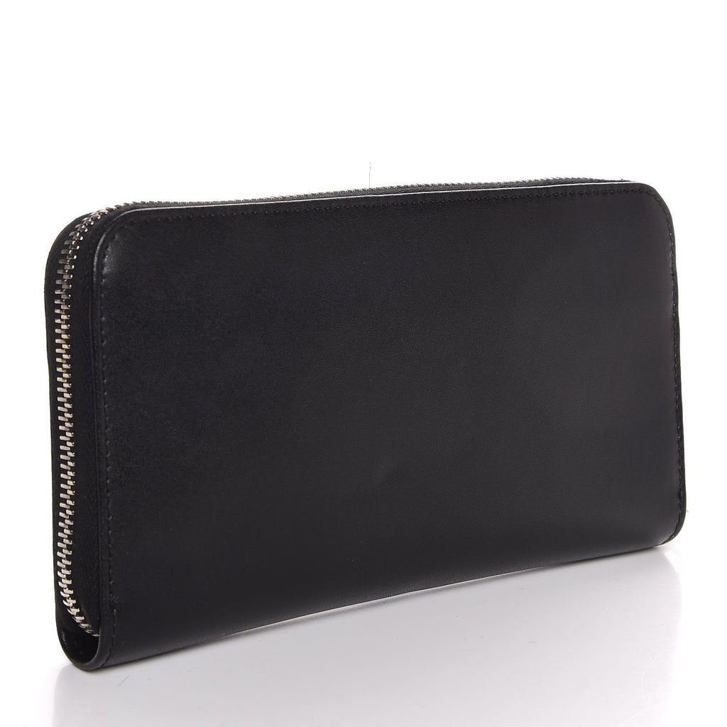 FENDI Vitello Liberty Studded Zip Around Wallet Black
