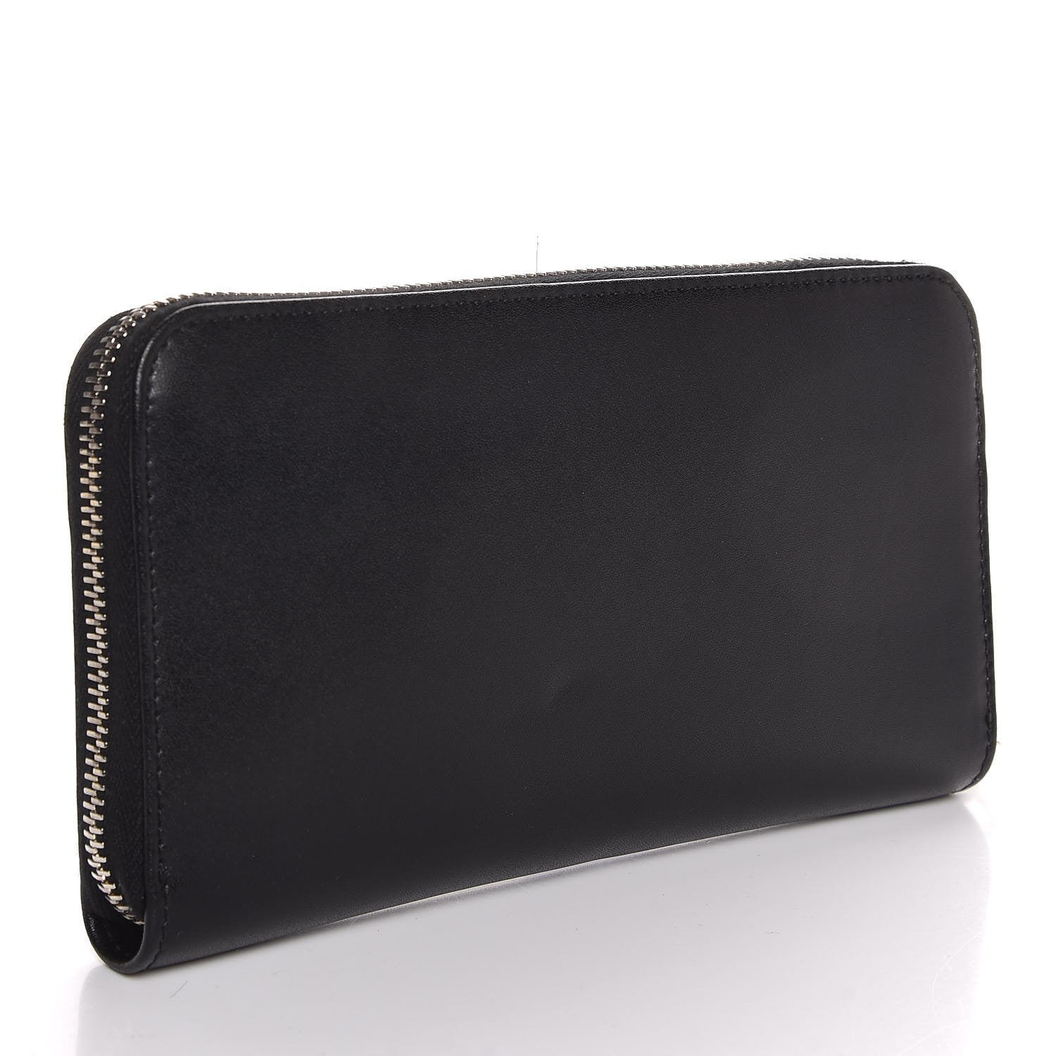 FENDI Vitello Liberty Studded Zip Around Wallet Black