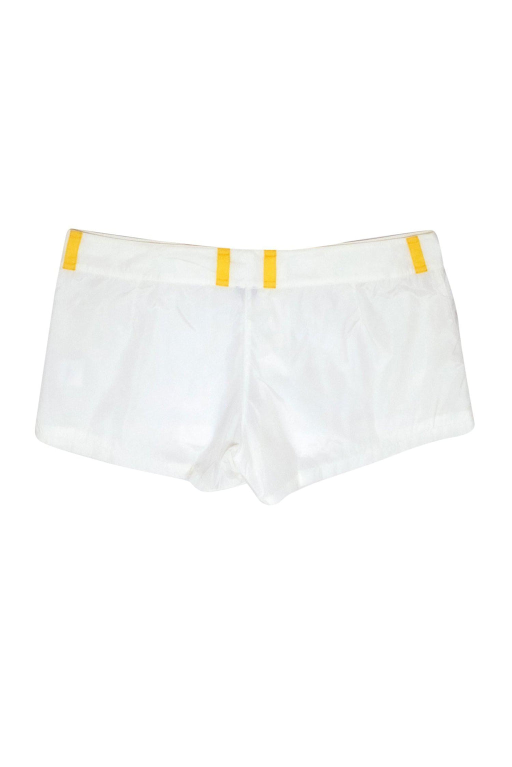 Fendi - White Low Rise Nylon Shorts w/ Yellow Belt Loops Sz 8