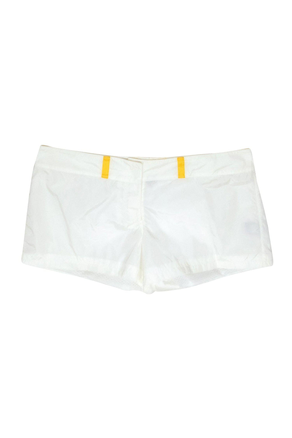 Fendi - White Low Rise Nylon Shorts w/ Yellow Belt Loops Sz 8