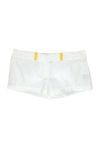 Fendi - White Low Rise Nylon Shorts w/ Yellow Belt Loops Sz 8