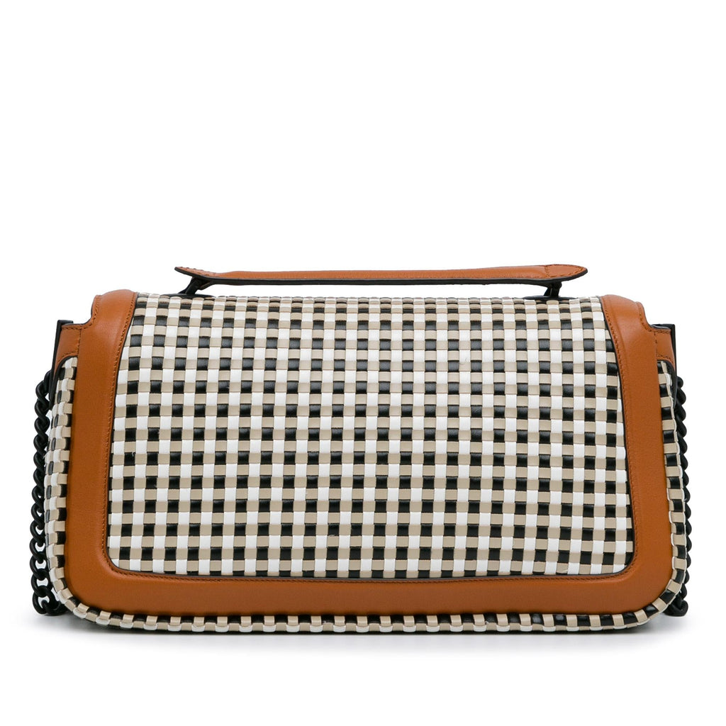 Fendi Woven Leather Chain Baguette Satchel (SHG-DfXa2v)