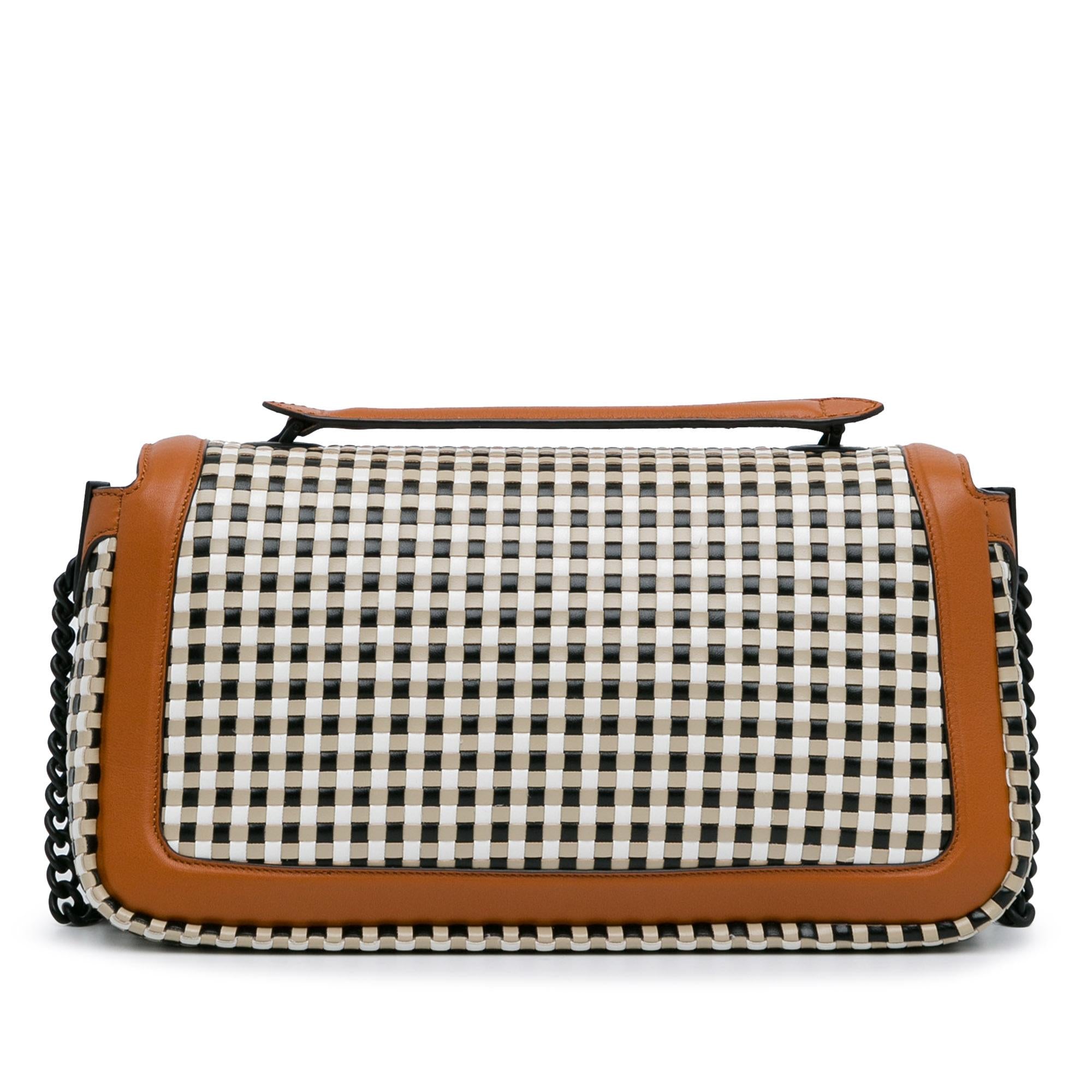 Fendi Woven Leather Chain Baguette Satchel (SHG-DfXa2v)