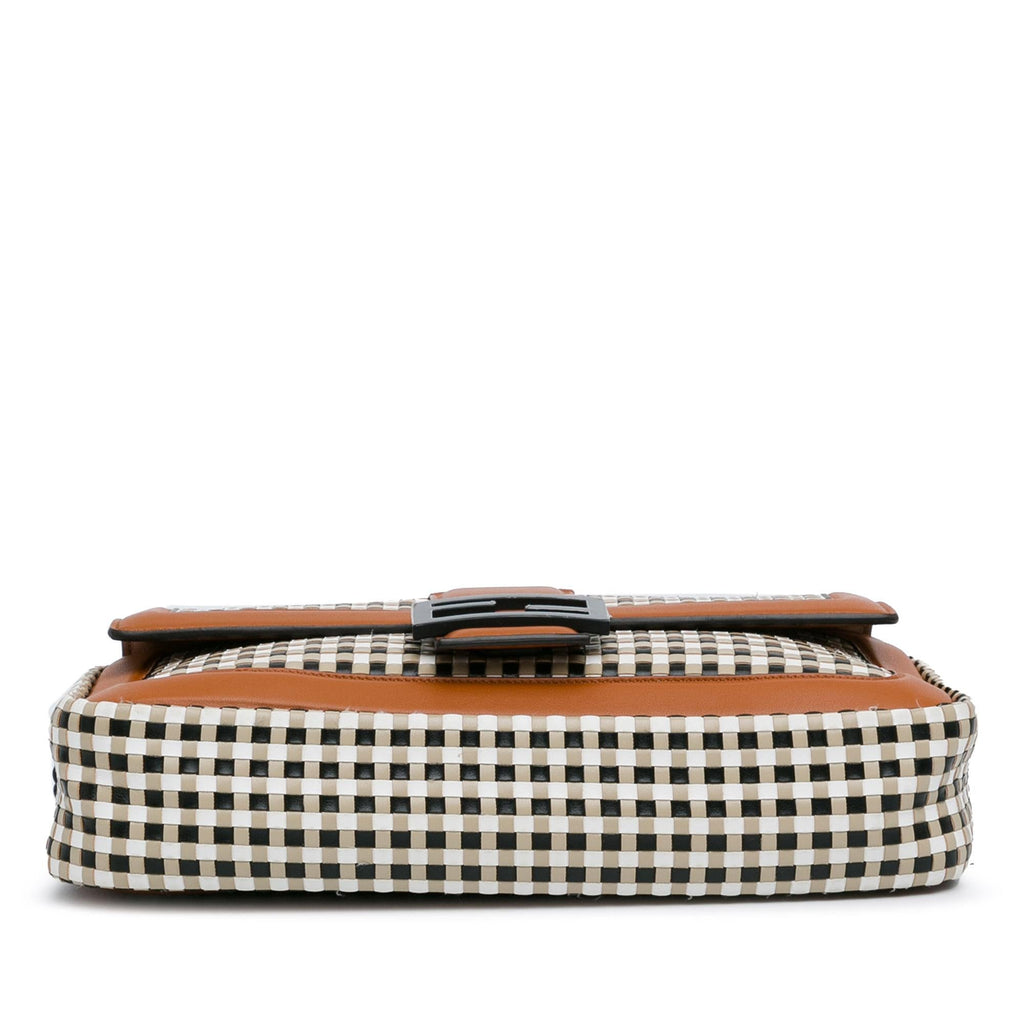 Fendi Woven Leather Chain Baguette Satchel (SHG-DfXa2v)