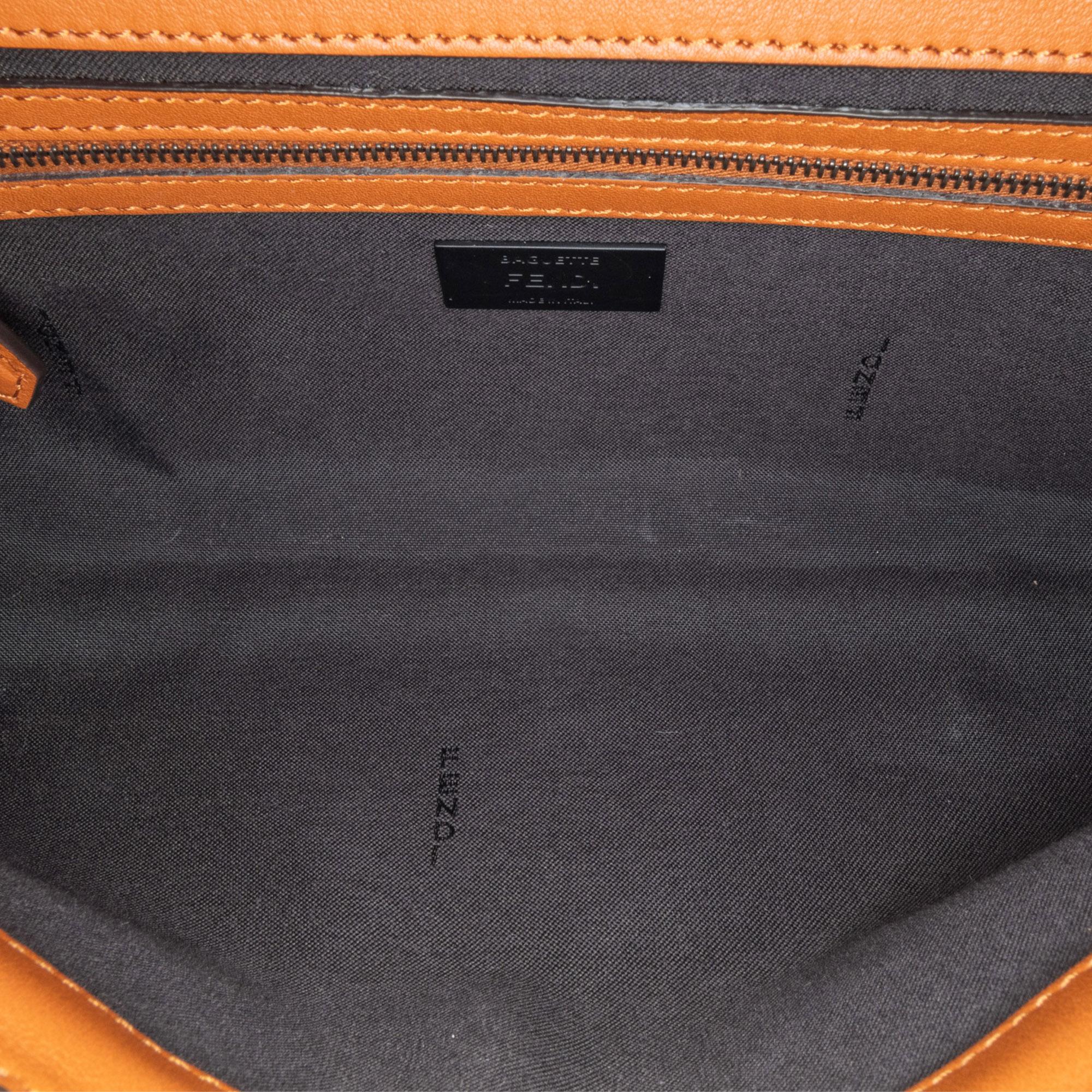 Fendi Woven Leather Chain Baguette Satchel (SHG-DfXa2v)