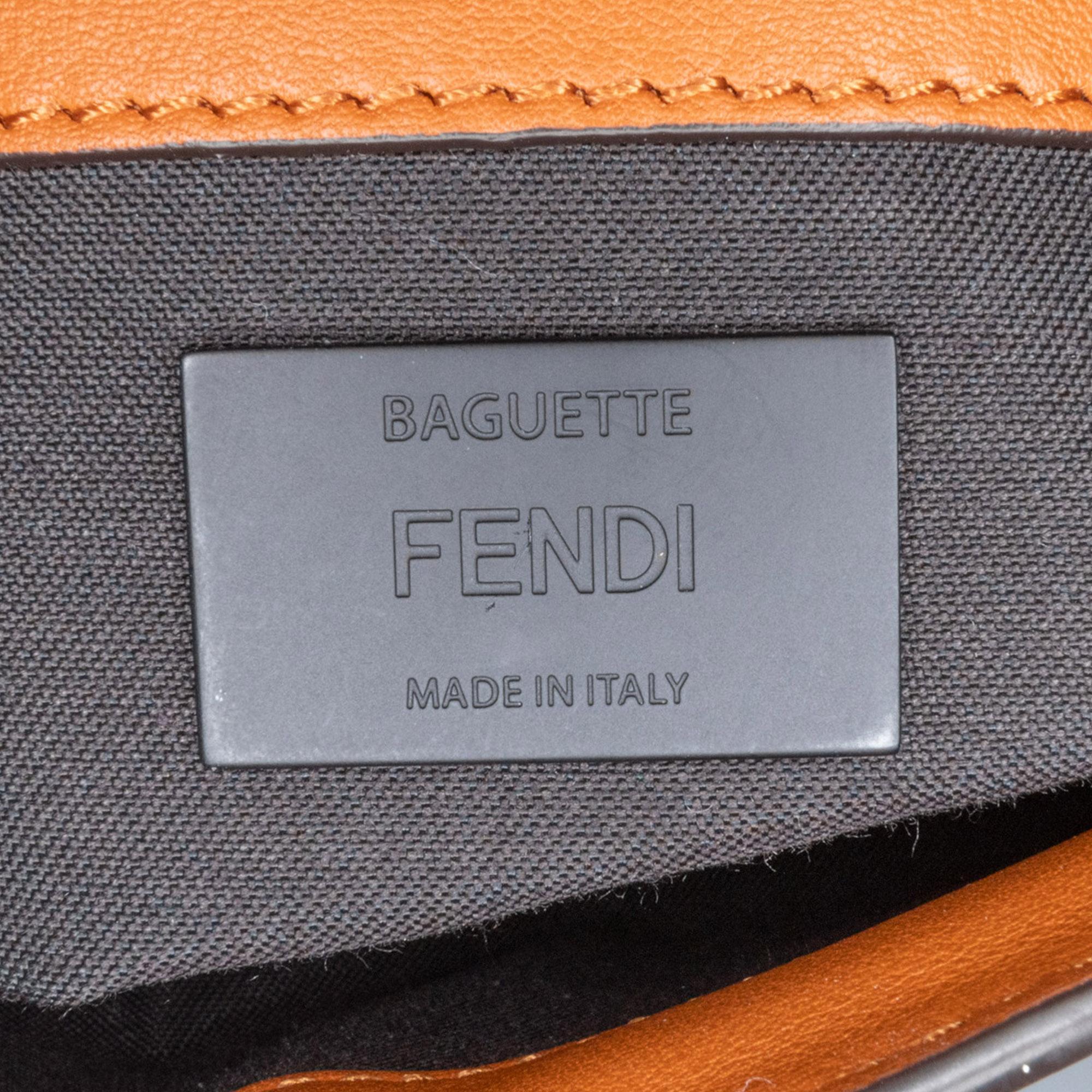 Fendi Woven Leather Chain Baguette Satchel (SHG-DfXa2v)