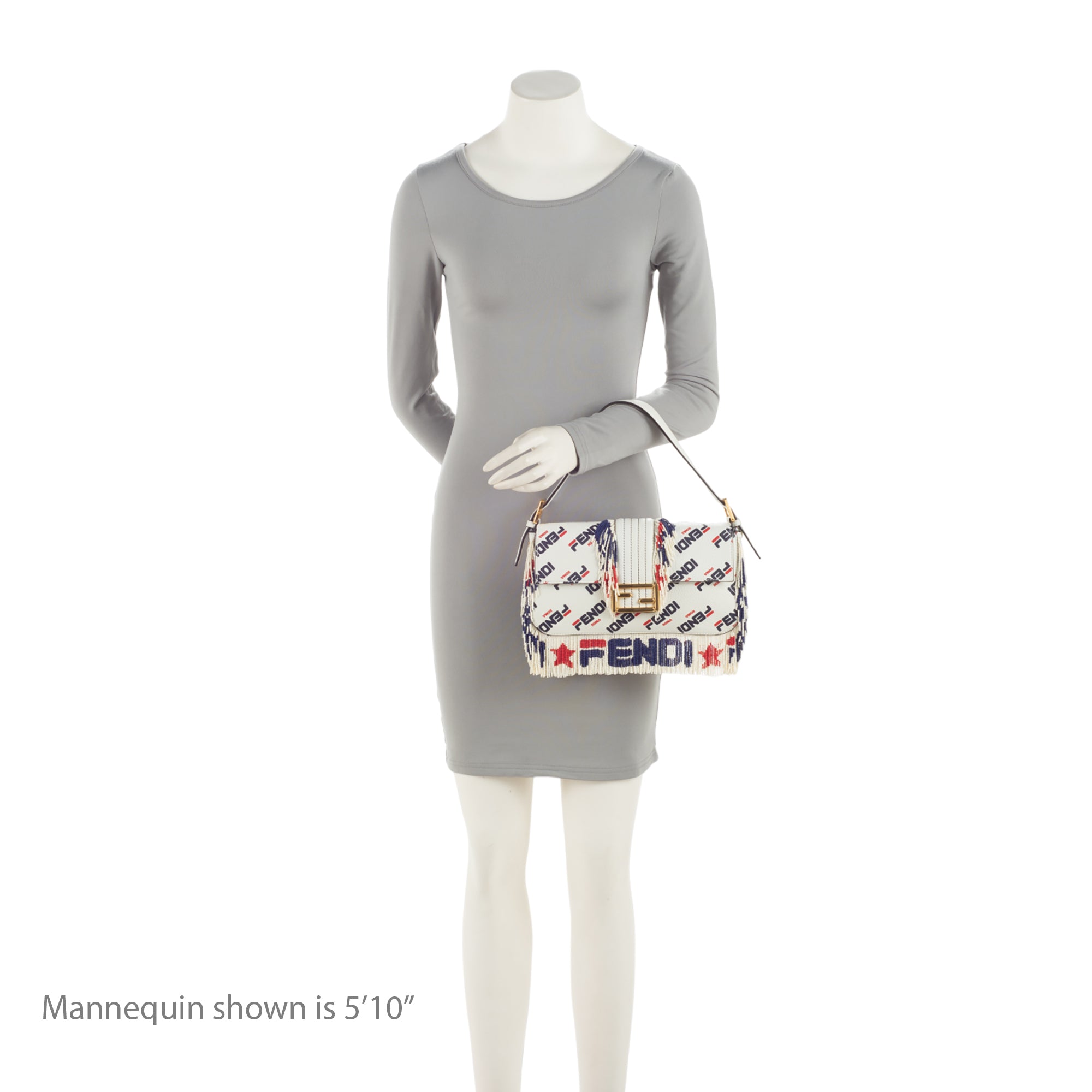Fendi X Fila Mania Calfskin Beaded Baguette Shoulder Bag (SHF-bdJOQe)
