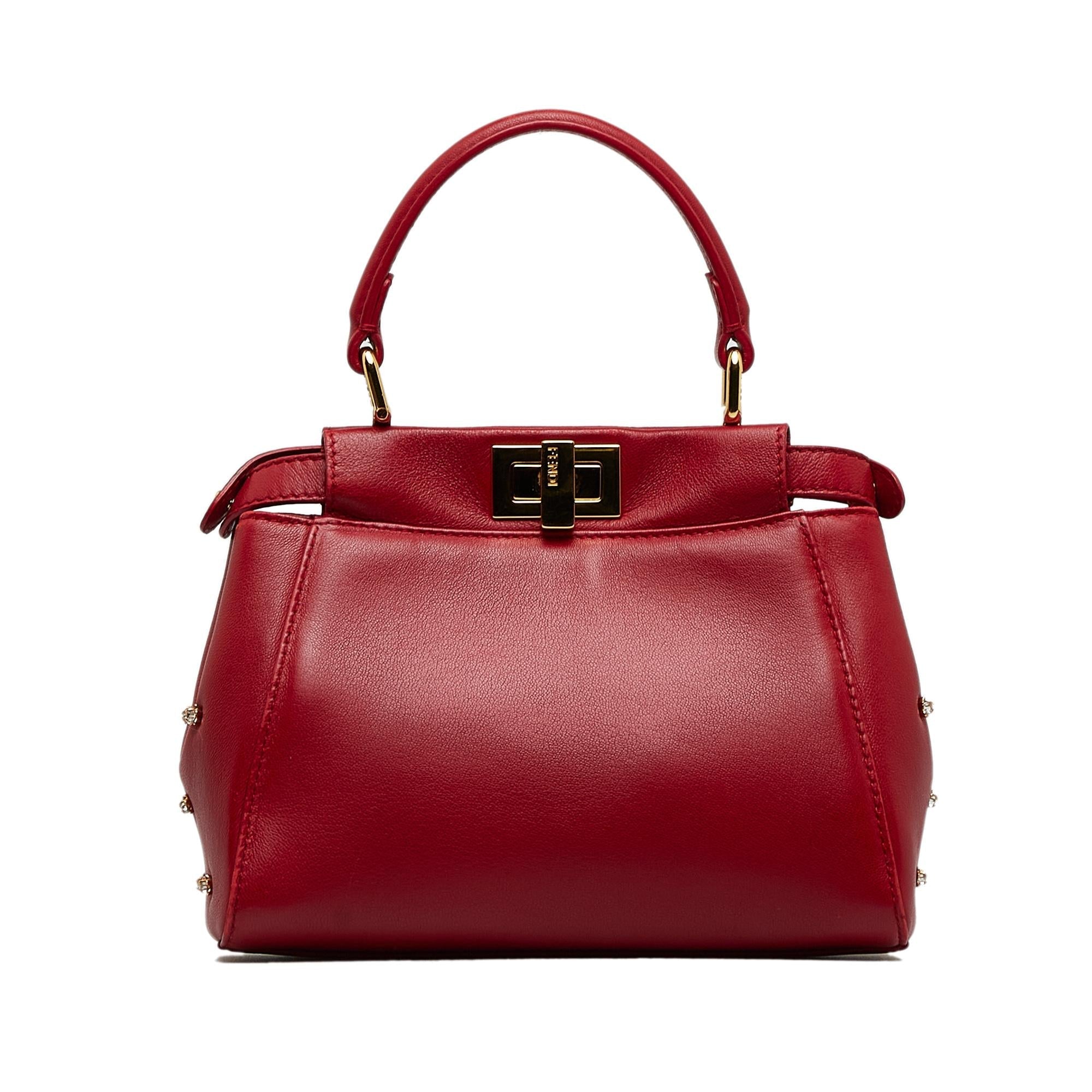 Fendi XS Studded Crystal Stars Peekaboo Iconic Satchel (SHG-qwNGea)