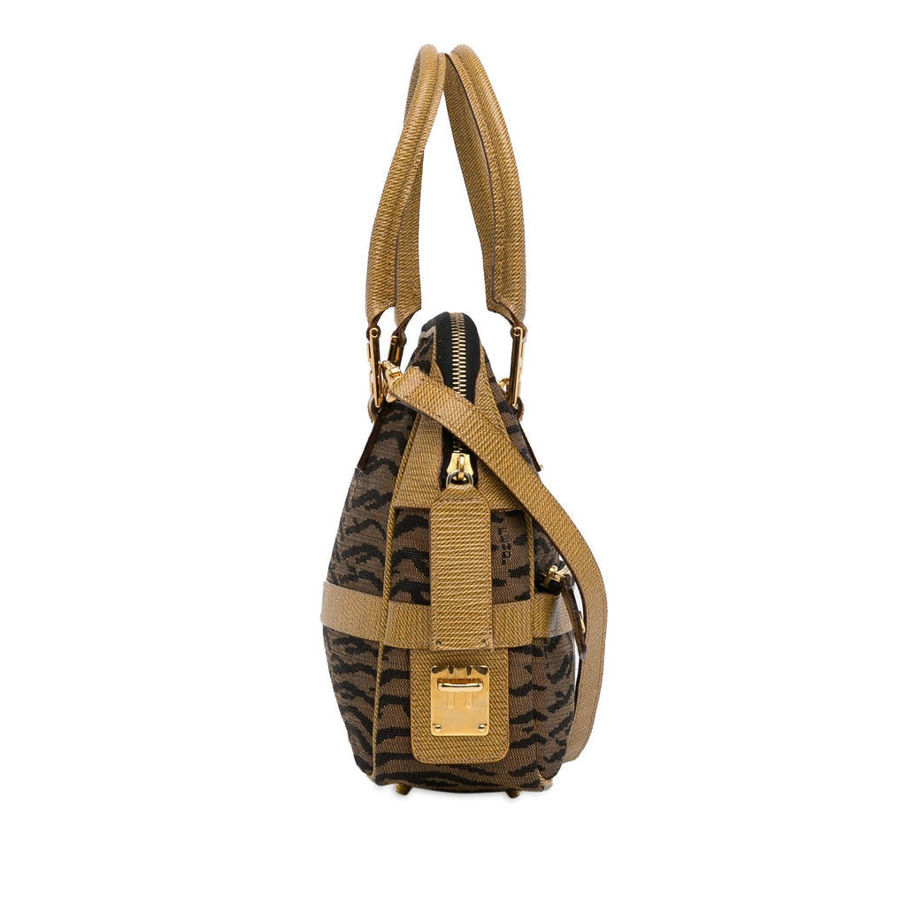 Fendi Zebra Print Canvas Satchel (SHG-osFG5D)