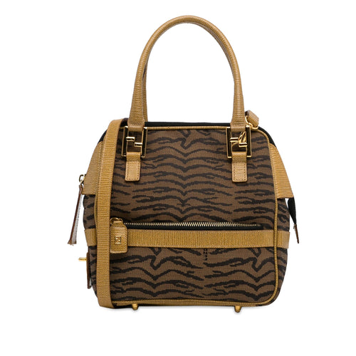 Fendi Zebra Print Canvas Satchel (SHG-osFG5D)