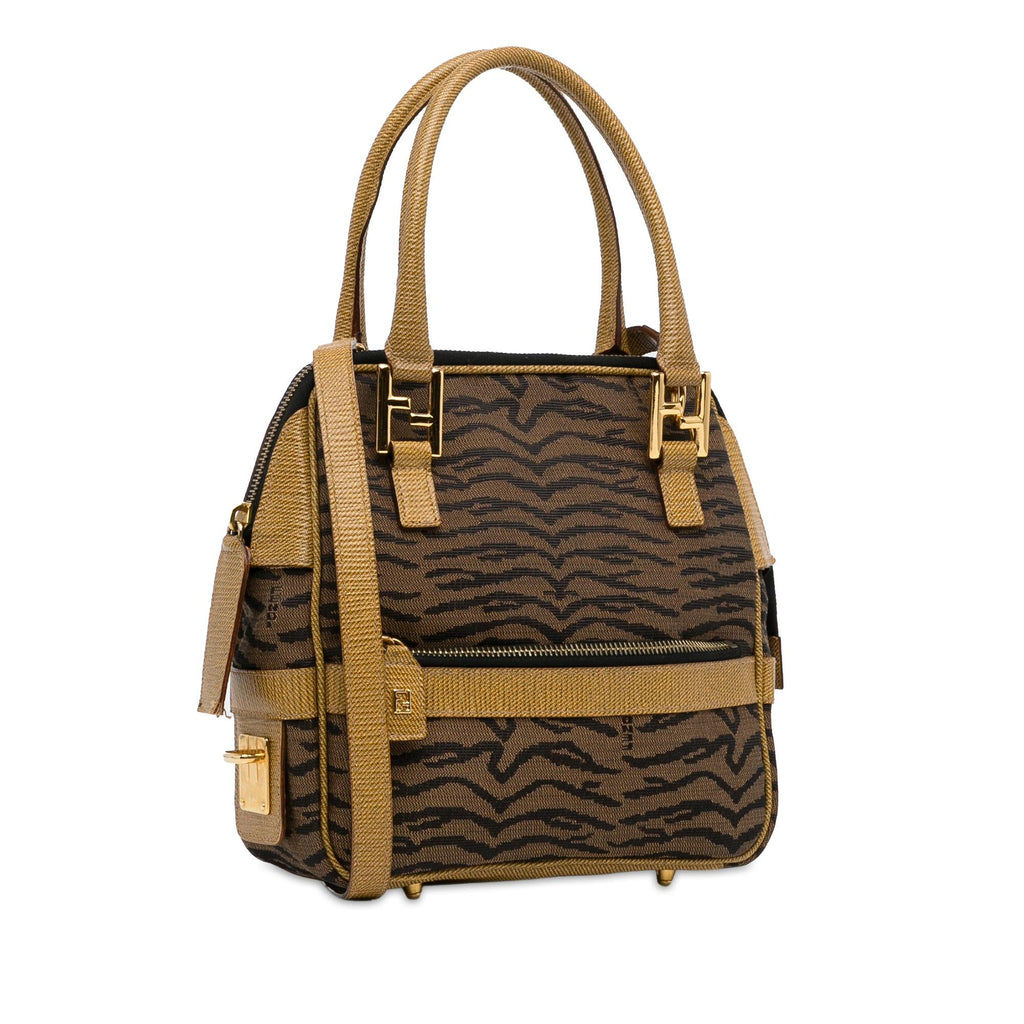 Fendi Zebra Print Canvas Satchel (SHG-osFG5D)