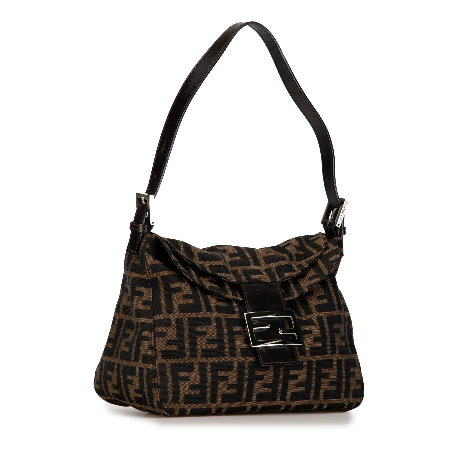 Fendi Zucca Canvas Double Flap Shoulder Bag (SHG-BZYeGl)