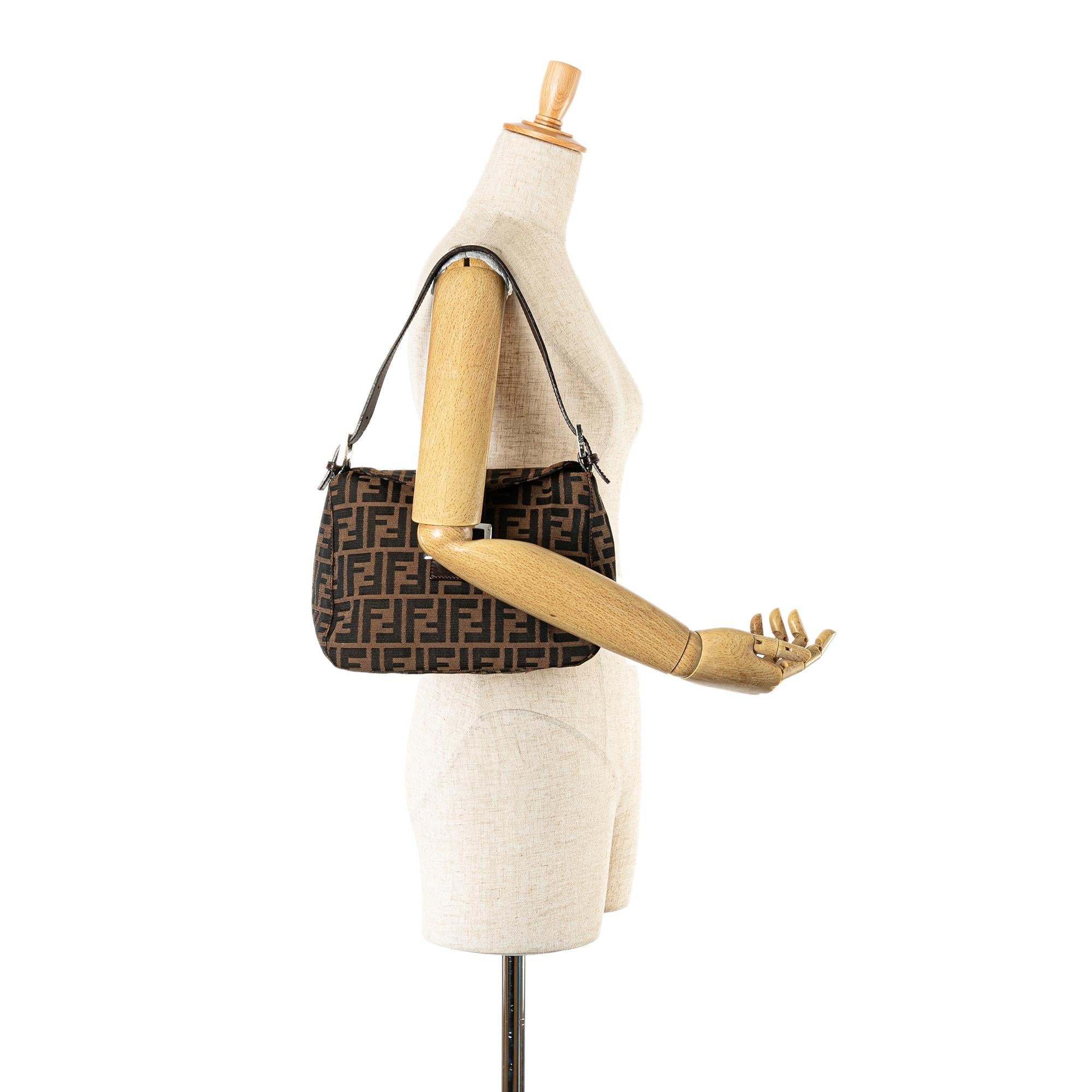 Fendi Zucca Canvas Double Flap Shoulder Bag (SHG-ulez5F)