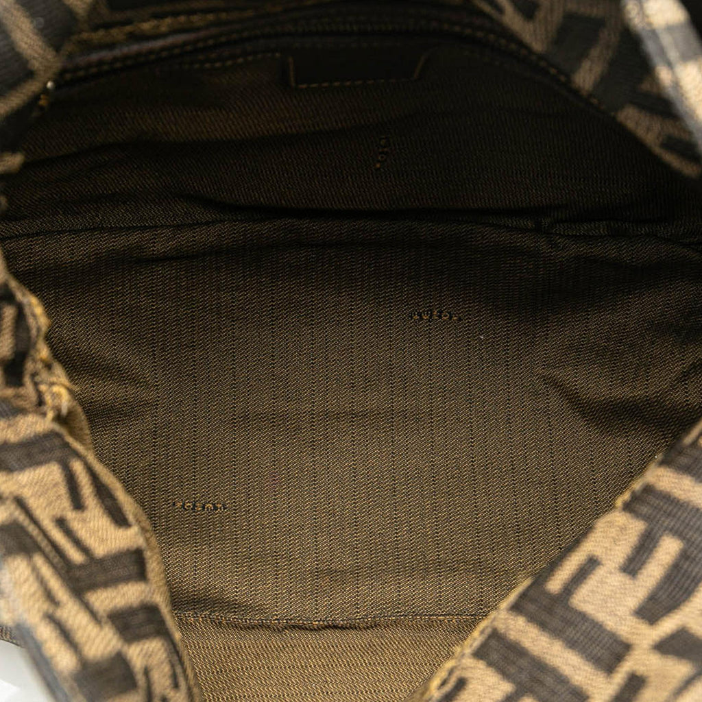 Fendi Zucca Canvas Double Flap Shoulder Bag (SHG-yawuvE)