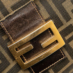 Fendi Zucca Canvas Double Flap Shoulder Bag (SHG-yawuvE)