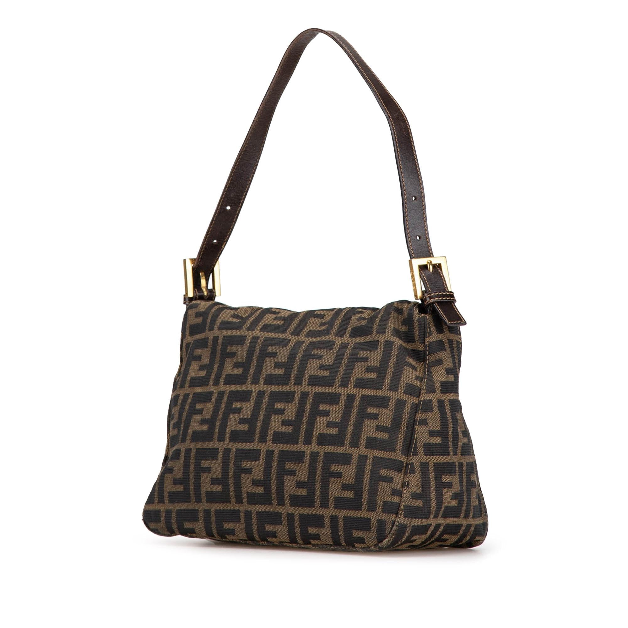 Fendi Zucca Canvas Double Flap Shoulder Bag (SHG-yawuvE)