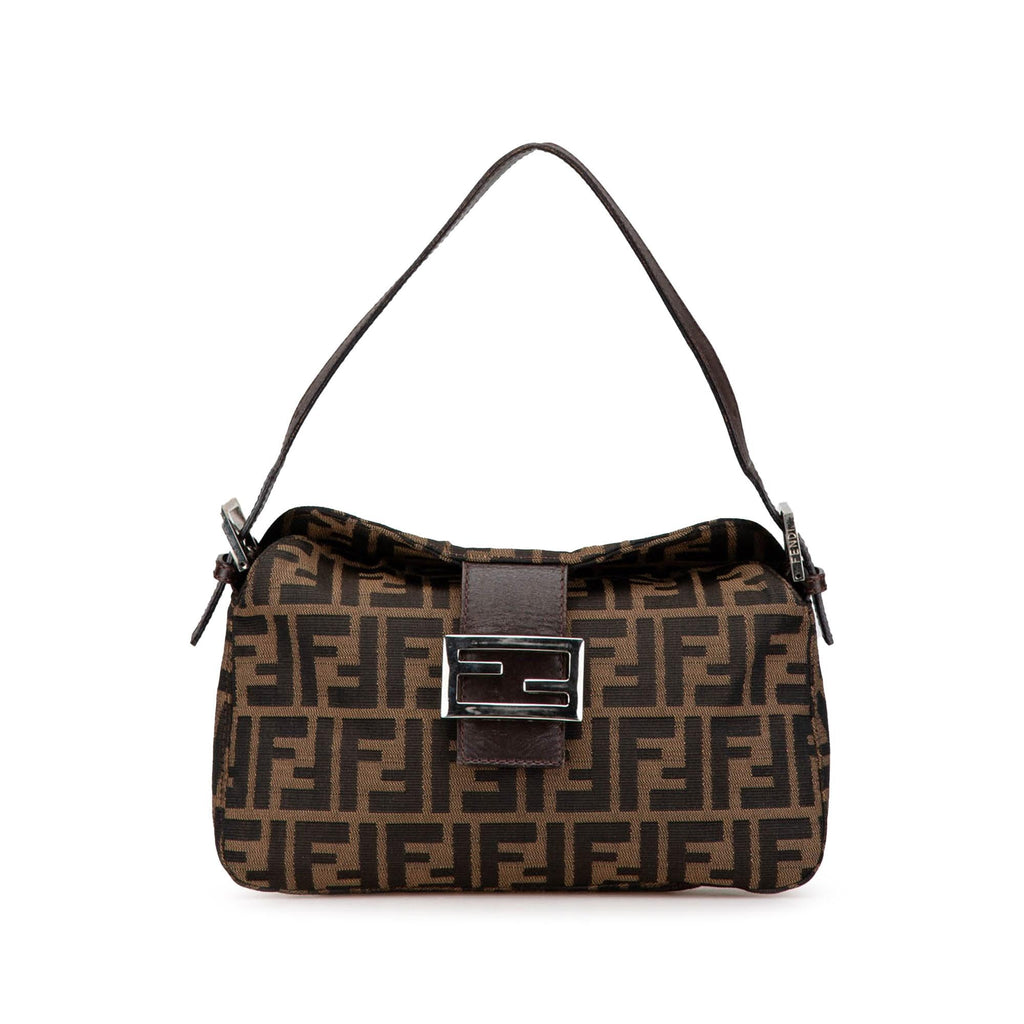 Fendi Zucca Canvas Double Flap Shoulder Bag (SHG-jvqpSt)