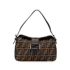 Fendi Zucca Canvas Double Flap Shoulder Bag (SHG-jvqpSt)