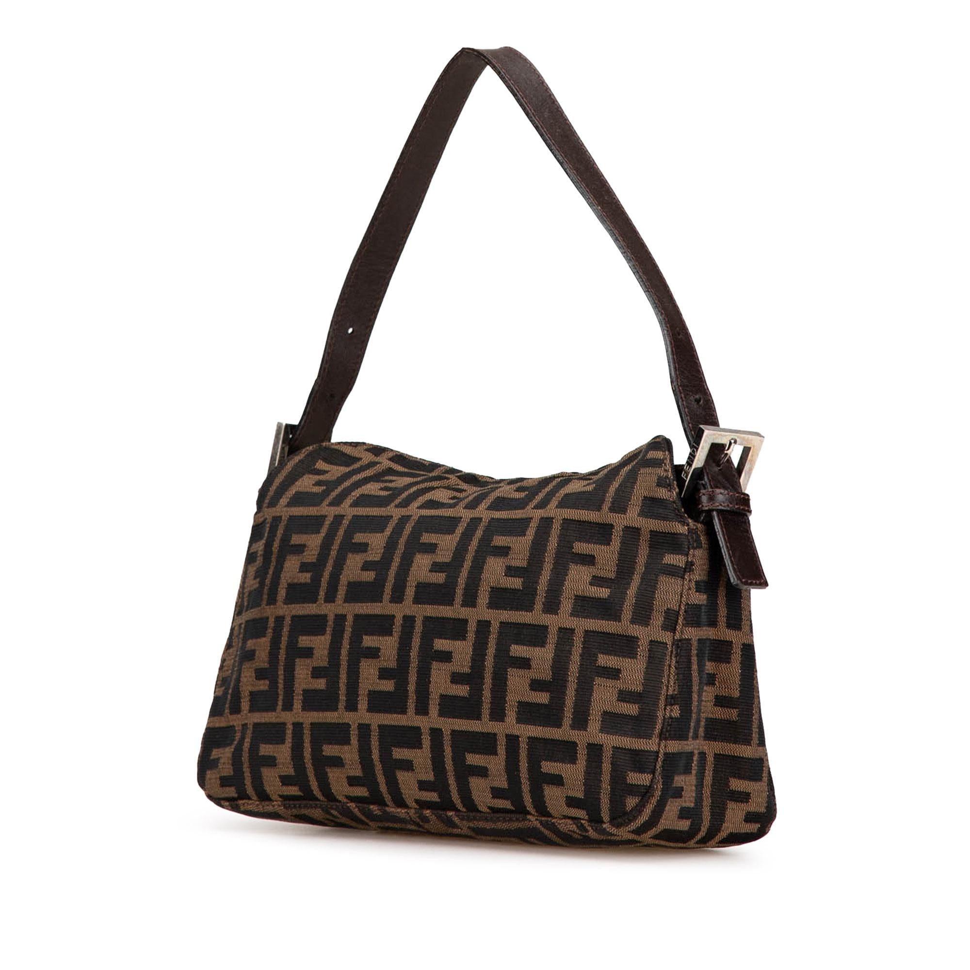 Fendi Zucca Canvas Double Flap Shoulder Bag (SHG-jvqpSt)