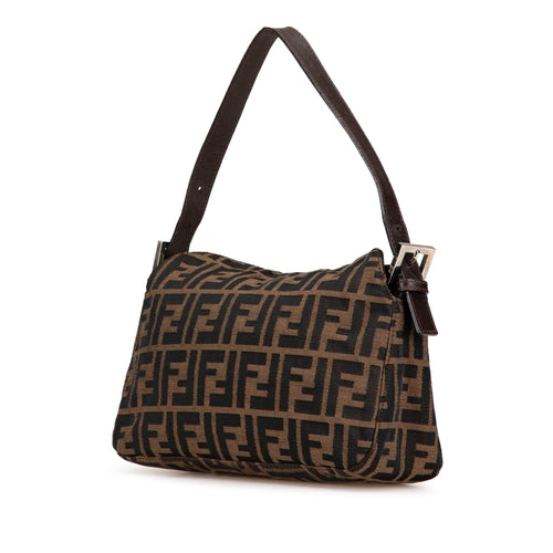 Fendi Zucca Canvas Double Flap Shoulder Bag (SHG-jvqpSt)