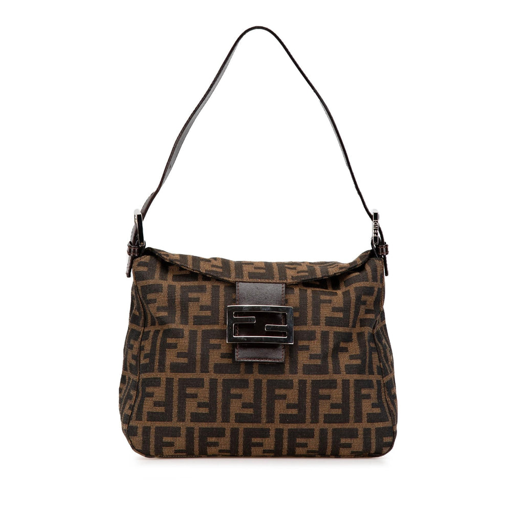 Fendi Zucca Canvas Double Flap Shoulder Bag