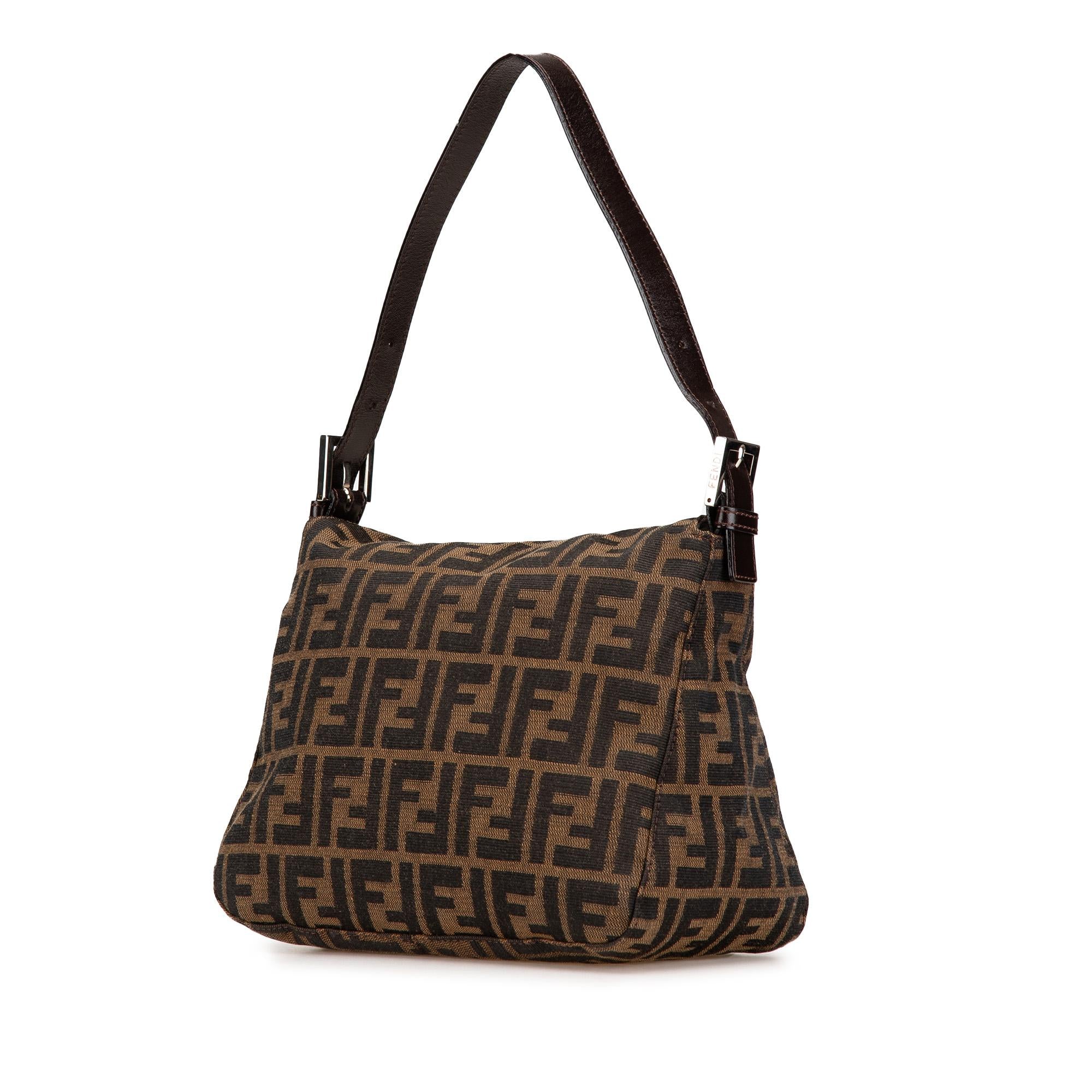 Fendi Zucca Canvas Double Flap Shoulder Bag