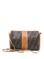 Fendi Zucca Canvas Leather Messenger Bag Brown