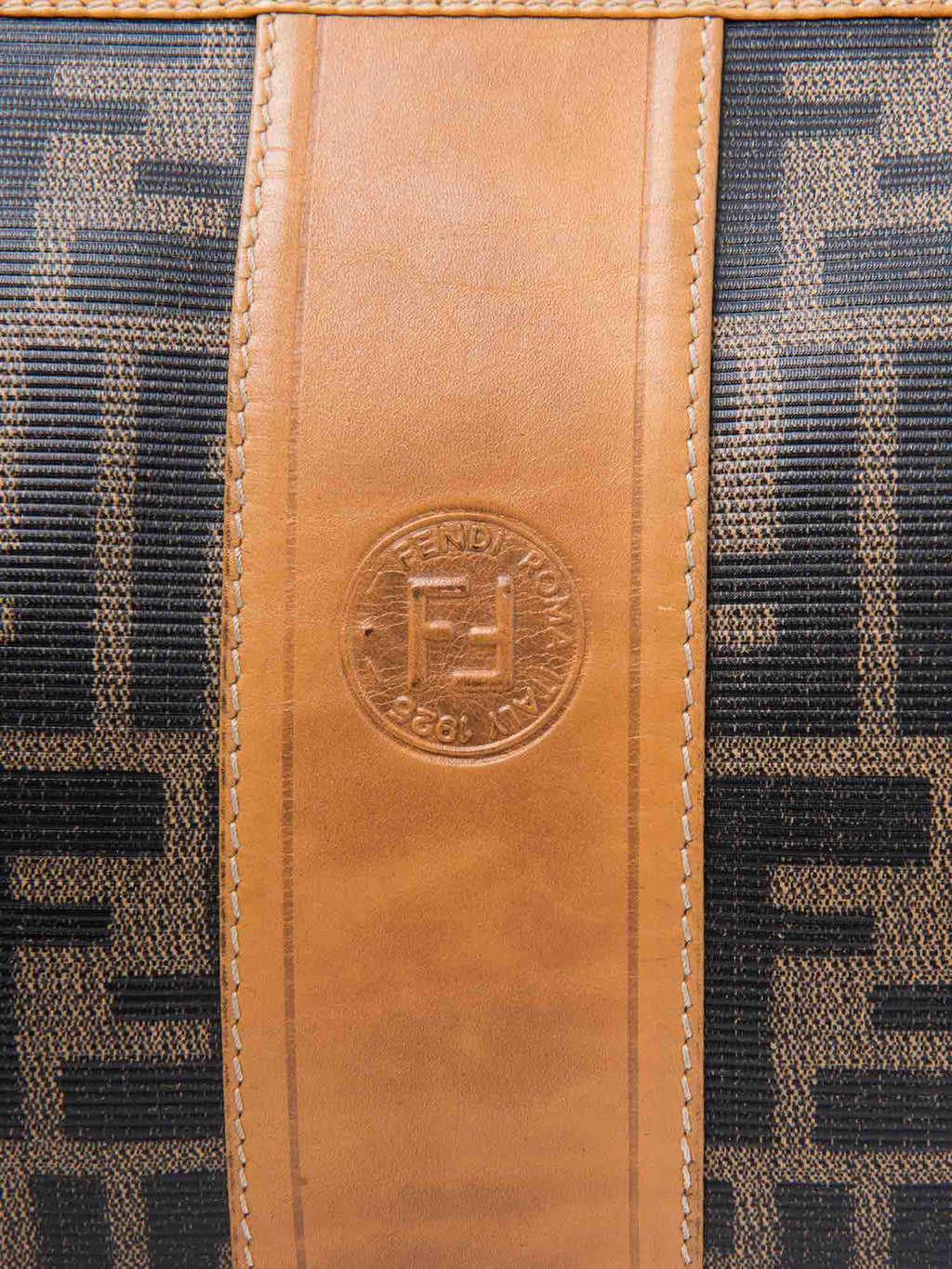 Fendi Zucca Canvas Leather Messenger Bag Brown