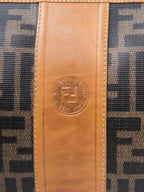 Fendi Zucca Canvas Leather Messenger Bag Brown