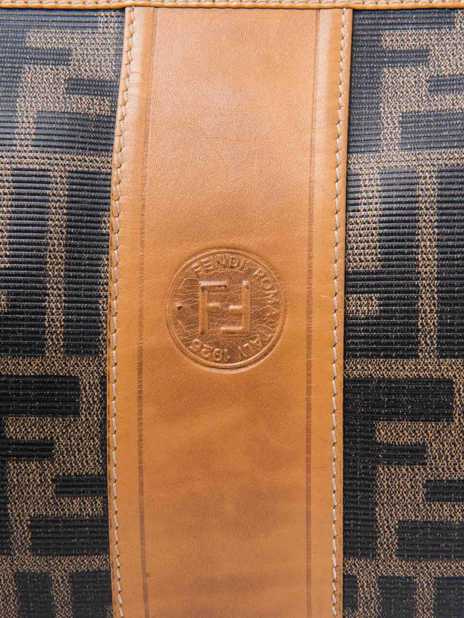 Fendi Zucca Canvas Leather Messenger Bag Brown