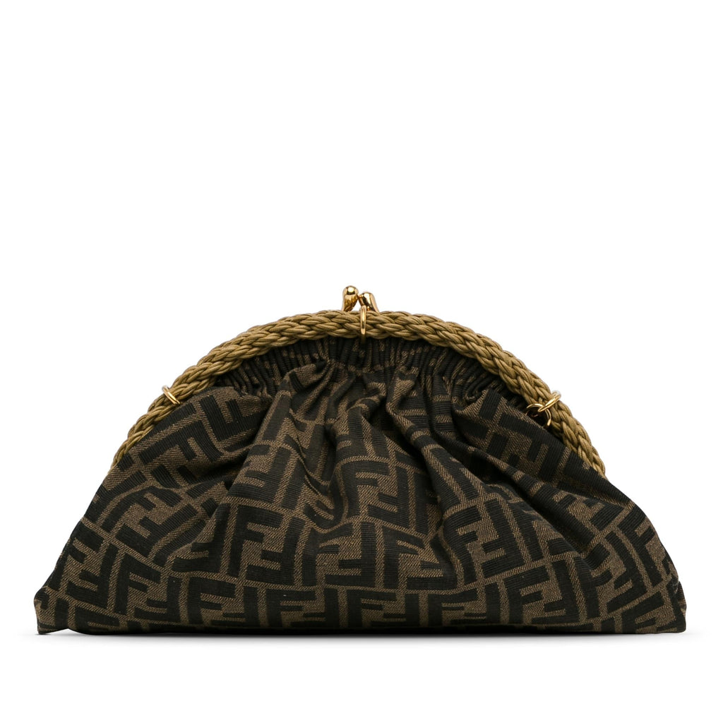 Fendi Zucca Canvas Shell Clutch (SHG-8ur43S)