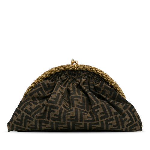 Fendi Zucca Canvas Shell Clutch (SHG-8ur43S)