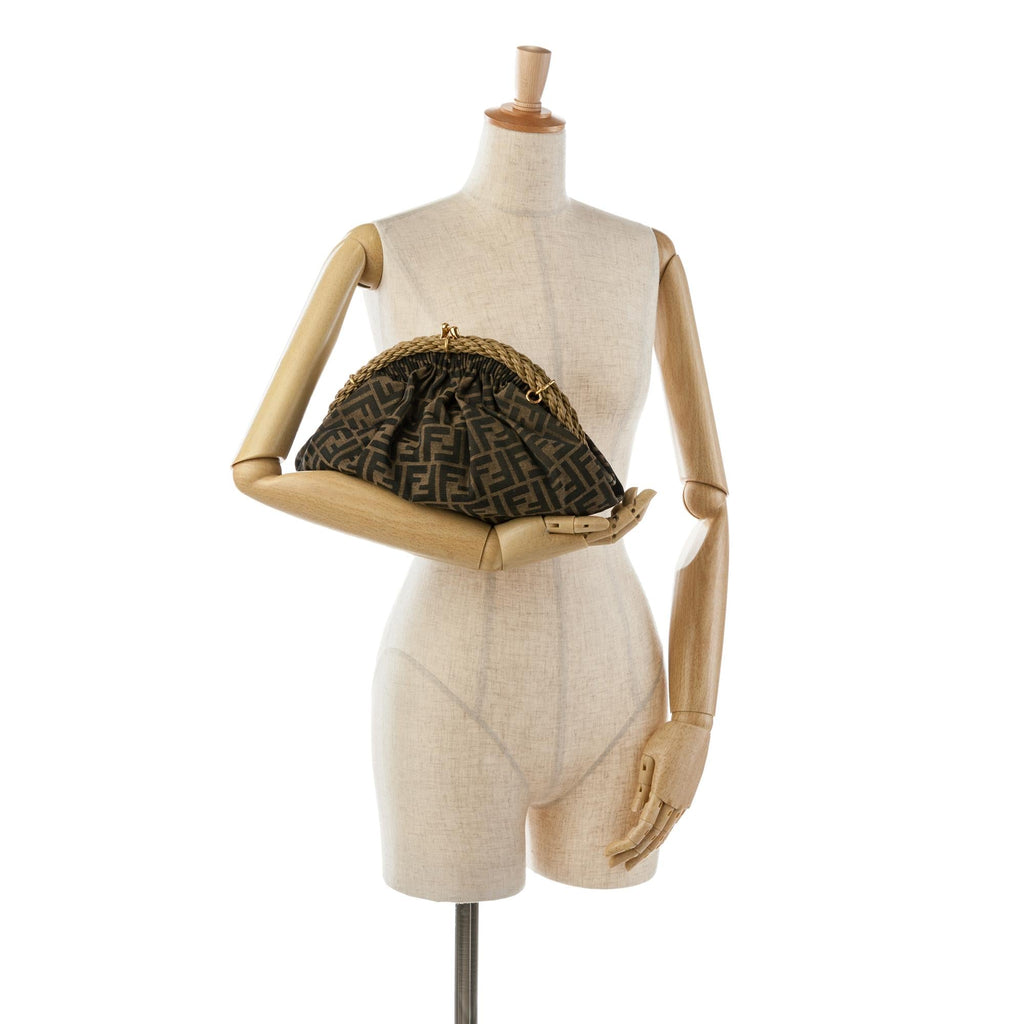 Fendi Zucca Canvas Shell Clutch (SHG-8ur43S)
