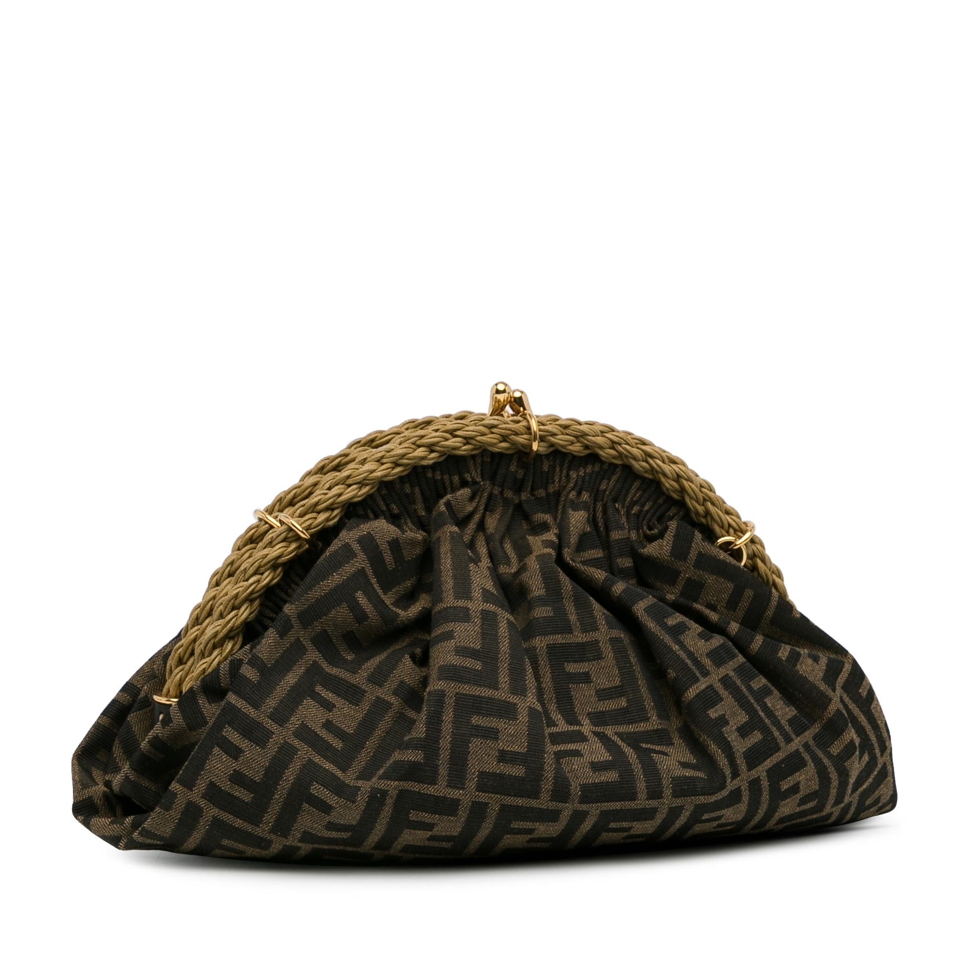Fendi Zucca Canvas Shell Clutch (SHG-8ur43S)