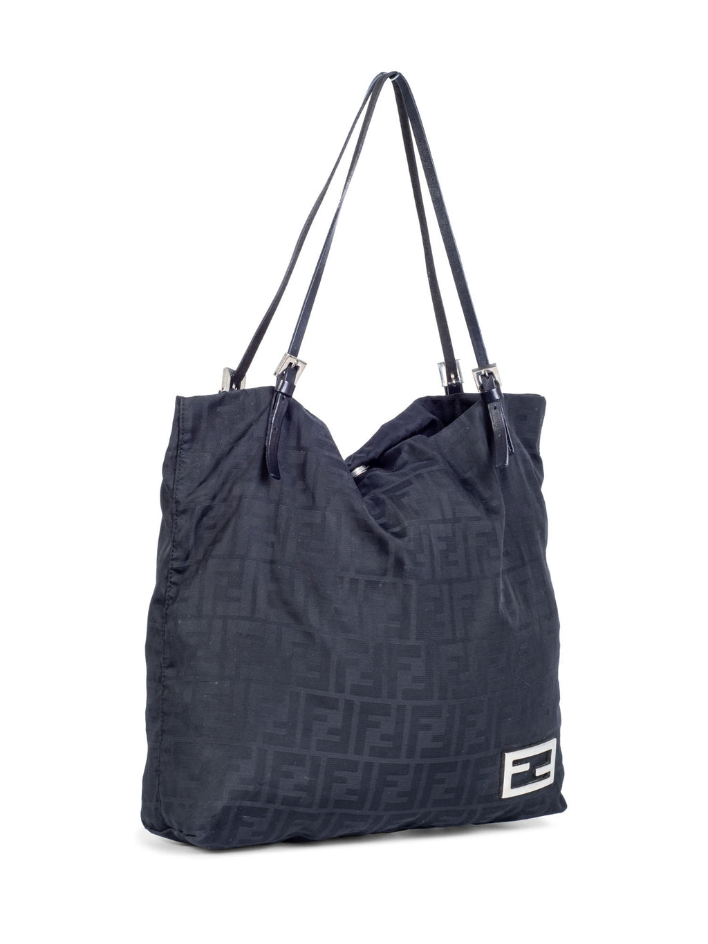 Fendi Zucca Canvas Top Handle Shopper Bag Black