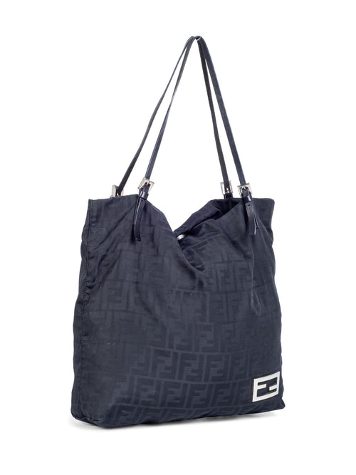 Fendi Zucca Canvas Top Handle Shopper Bag Black