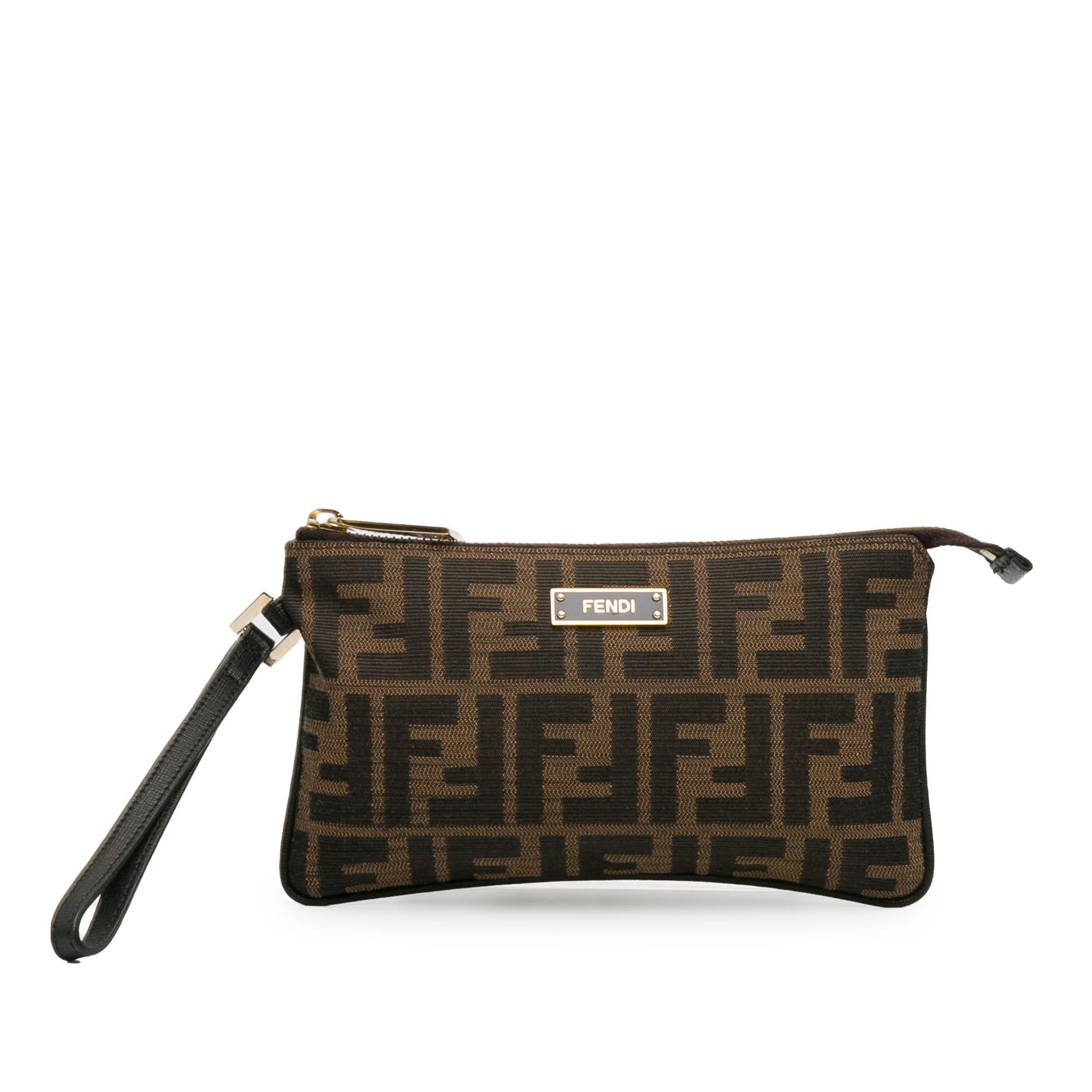 Fendi Zucca Canvas Wristlet Pouch (SHG-tzeTUn)